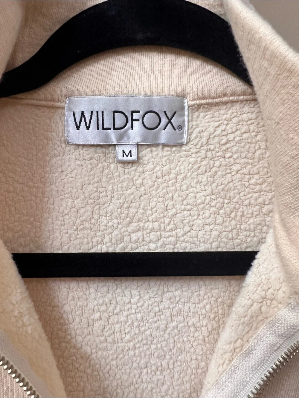 Wildfox Lea Colorblock 1/4 Zip Sherpa Sweatshirt M Cream Pink Blue USA